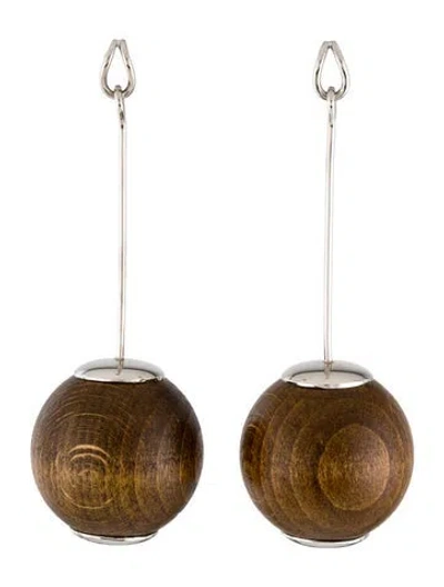 Pre-owned Jacquemus Wood 'les Grandes Boucles Nodo' Drop Earrings W/ Tags In Brown