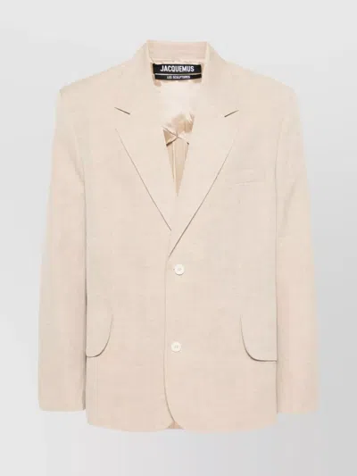 Jacquemus Titolo Linen And Wool Single-breasted Blazer In Beige