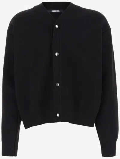 Jacquemus Wool Blend Cardigan In Black