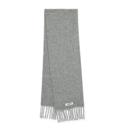 Jacquemus Wool-blend Carro Scarf In Grey