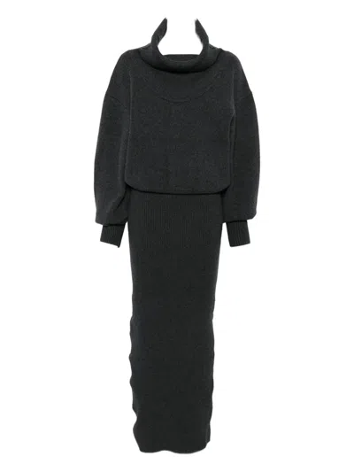 Jacquemus Wool-blend Turtleneck Dress In Gray