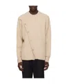 Jacquemus Wool Blended Round Neck Knitted Cardigan In Beige