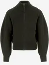 Jacquemus Mens Dark Khaki Funnel-neck Ribbed Wool Cardigan In Green
