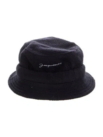 Pre-owned Jacquemus Wool Bow Accent Bucket Hat In Blue