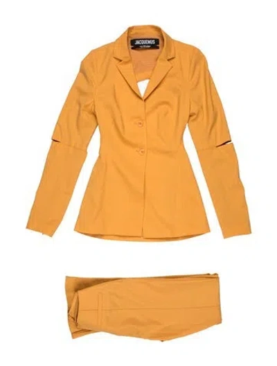 Pre-owned Jacquemus Wool Cutout Accent Pant Set In Yellow