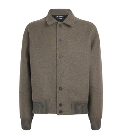Jacquemus Virgin Wool Blouson Jacket In Brown