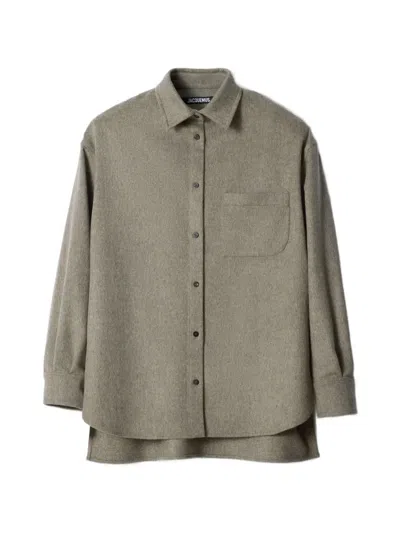 Jacquemus Wool Flannel Overshirt In Gray