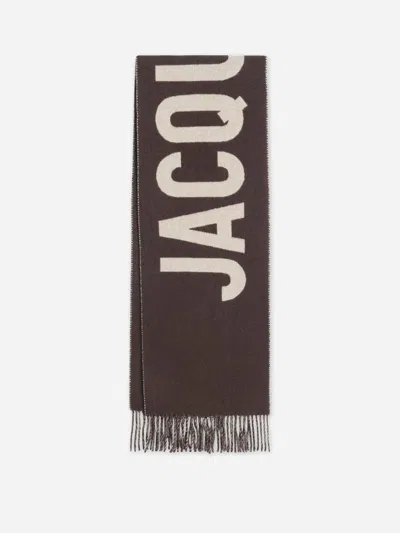 Jacquemus Wool Jacquard Scarf In Brown