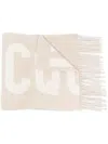 Jacquemus Intarsia-knit Logo Scarf In Beige