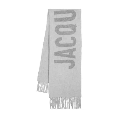 Jacquemus Wool Logo Scarf In Gray