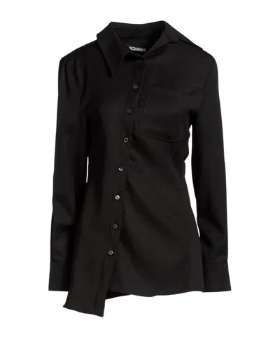 Jacquemus Wool Long-sleeve Shirt In Black