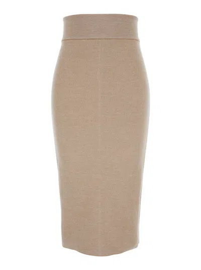 Jacquemus Wool Pencil Skirt In Beige