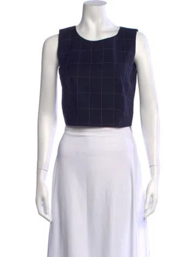 Pre-owned Jacquemus Wool Plaid Print Crop Top In Blue