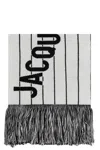 Jacquemus The Liga Striped Knit Fringed Scarf In Black/white