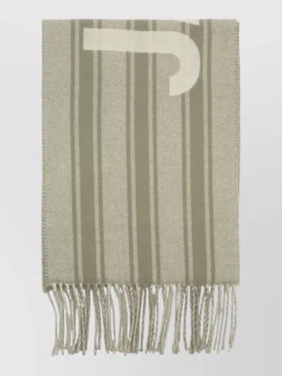 Jacquemus Wool Scarf Striped Pattern Fringe Detailing In Orange