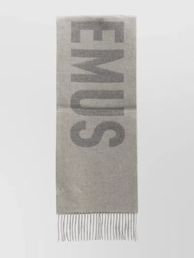 Jacquemus Wool Scarf With Fringed Ends And Large Lettering