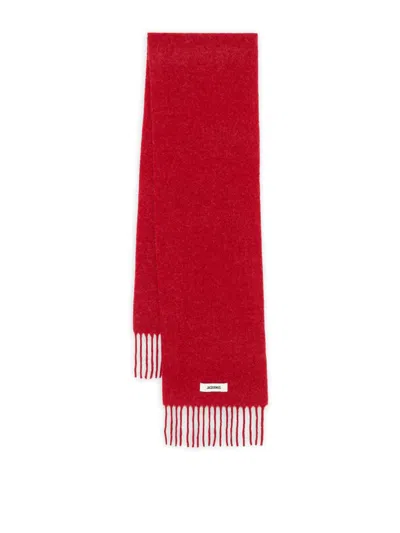 Jacquemus Wool Scarf With Fringes In Red