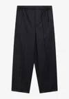 Jacquemus Navy Blue Wool Trousers In Blue