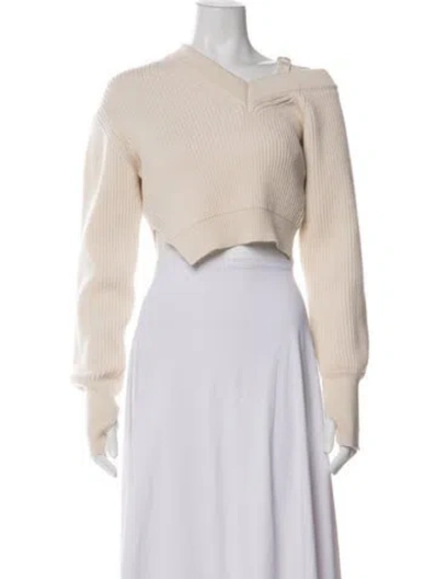 Pre-owned Jacquemus Wool V-neck Sweater In Neutral