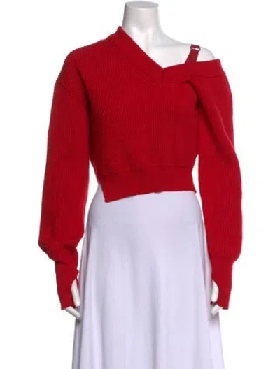 Pre-owned Jacquemus Wool V-neck Sweater In Red