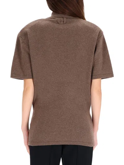 Jacquemus Wool-cashmere Jersey Knit Sweater In Brown