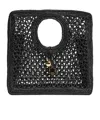 Jacquemus Carre Spiaggia Embellished Braided Raffia Tote In Black