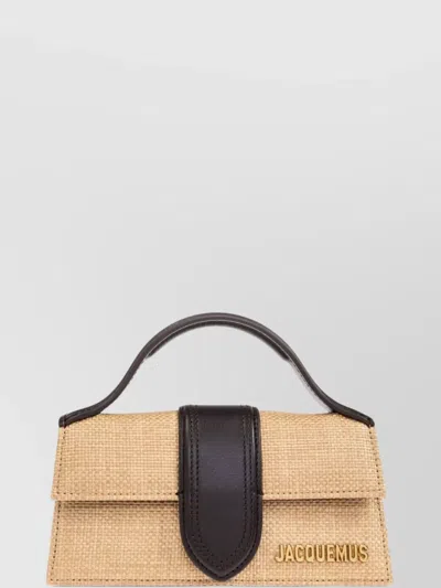 Jacquemus Woven Leather Shoulder Bag With Top Handle In Brown