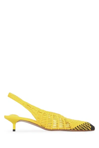 Jacquemus Woven Slingback Shoes With Pointed Toe In Yellow