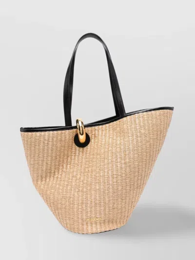 Jacquemus Woven Texture Tote Bag With Dual Handles In Multicolor