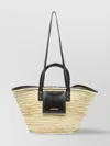 Jacquemus Woven Wicker Beach Bag With Contrast Stitching
