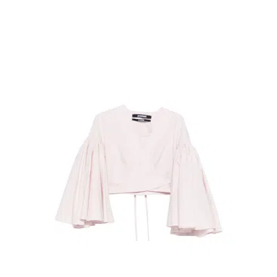 Jacquemus Wrap Cotton Blouse In Pink