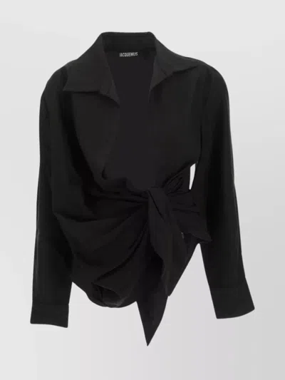 Jacquemus La Chemise Bahia Tie-detail Shirt In Black