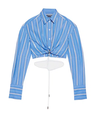 Jacquemus Woman Shirt Light Blue Size 6 Cotton