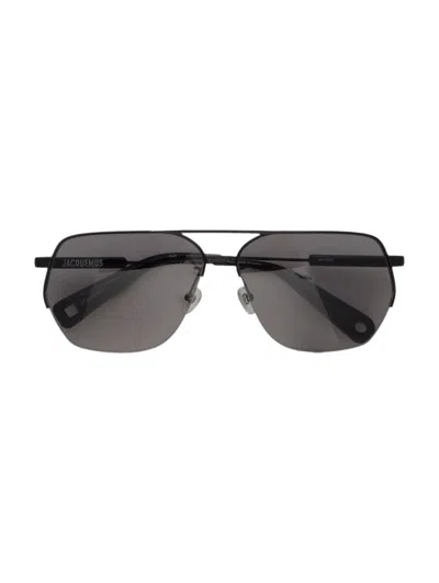Jacquemus X Linda Farrow Aviator Sunglasses In Black