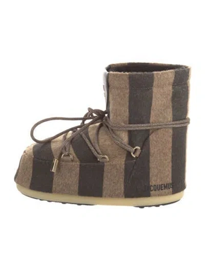 Pre-owned Jacquemus X Moon Boot Wool Striped Snow Boots In Brown