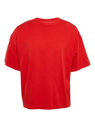Pre-owned Jacquemus X Nike Logo-embossed Cotton T-shirt In Red