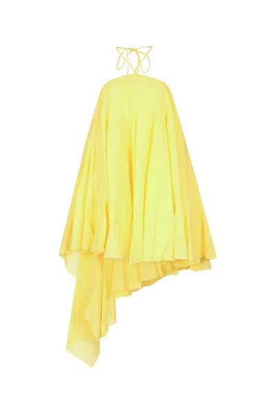 JACQUEMUS WOMEN YELLOW ASYMMETRICAL ROBE DRESS, XXS LUXURY DRESSES FOR WOMEN DARVEYS