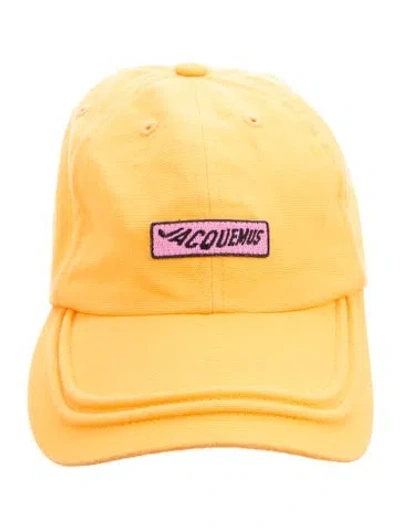 Pre-owned Jacquemus Yellow Cotton Felt Embroidered With Adjustable Snap Closure
