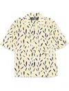 Jacquemus 'la Chemise Jean' Yellow Bowling Shirt With Cuban Collar And All-over Motif