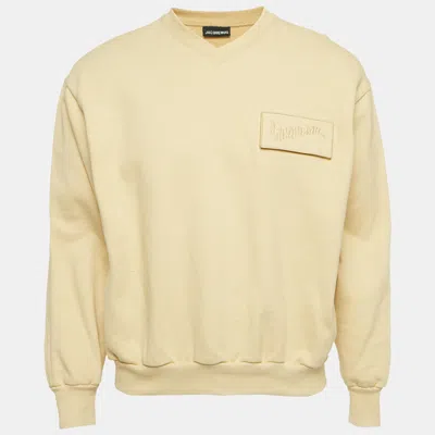 Pre-owned Jacquemus Yellow Cotton Knit Logo Patch Sweatshirt Xs