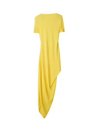 Jacquemus Yellow Draped Cascade Viscose Maxi Dress