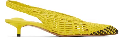 Jacquemus Woven Slingback Shoes With Pointed Toe In Yellow