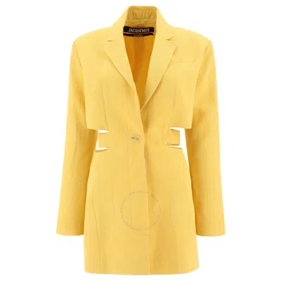 JACQUEMUS JACQUEMUS YELLOW LA ROBE BARI MINI BLAZER DRESS