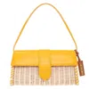 JACQUEMUS JACQUEMUS YELLOW LE BAMBINO LONG WOVEN SHOULDER BAG