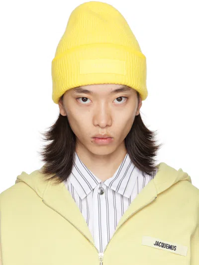 Jacquemus Yellow 'le Bonnet Gros Grain' Beanie In 250 Yellow