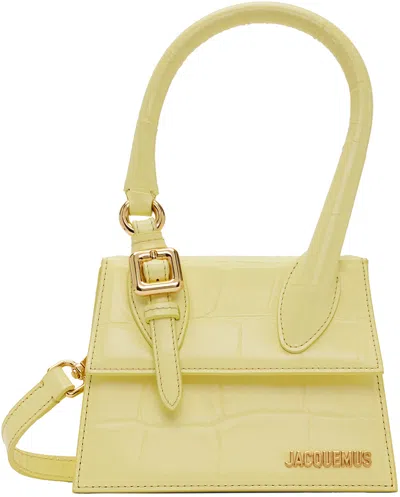 Jacquemus Le Chiquito Moyen Boucle Light Yellow Embossed Leather Bag