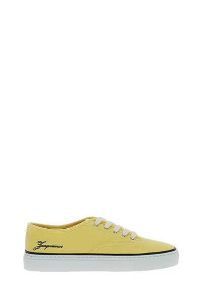 Jacquemus Les Fefe Logo-embroidered Canvas Sneakers In Yellow