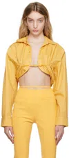 Jacquemus La Chemise Machou Yellow Bolero Shirt In Cotton Blend Woman In 250 Yellow