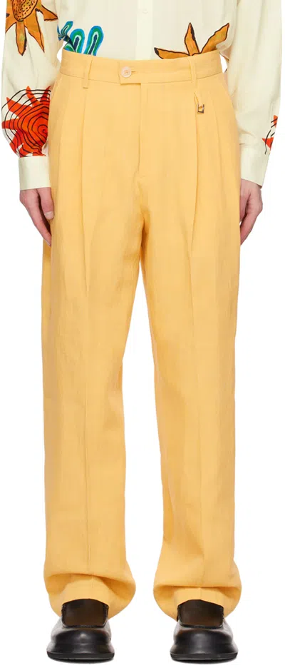 Jacquemus Le Raphia Madeiro Straight-leg Trousers In 250 Yellow