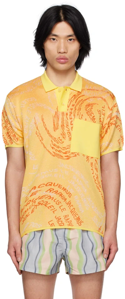 Jacquemus Yellow Le Raphia 'le Polo Tordu' Polo In 15 Multi-beige